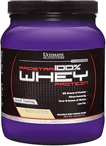 Ultimate Nutrition Prostar Whey Protein Powder, Low Carb Protein Shake with Bcaas, Blend of Whey Protein Isolate Concentrate and Peptides, 25 Grams of Protein, Keto Friendly, 1 Pound, Vanilla Crème