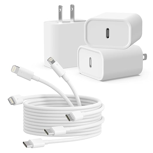 3Pack iPhone Charger [MFi Certified], iGENJUN 20W PD USB C Wall Charger Block with 6FT Type C to Lightning Cable Fast Charging Adapter Compatible with iPhone 14/14 Pro Max/13/XS/XR/X-White