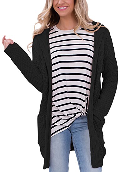 Dokotoo Womens Casual Open Front Long Sleeve Cardigan Sweater with Pocket