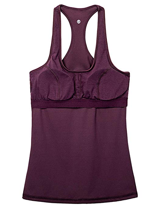 CRZ YOGA Women's Yoga Brushed Tank Tops with Built in Bra Racerback Activewear Sports Shirts