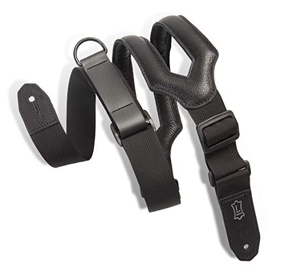 Levy's Leathers Right Height Padded Guitar Strap with RipChord Quick Adjustment Technology; 3" width -  Ergonomic (MRHSS-BLK)
