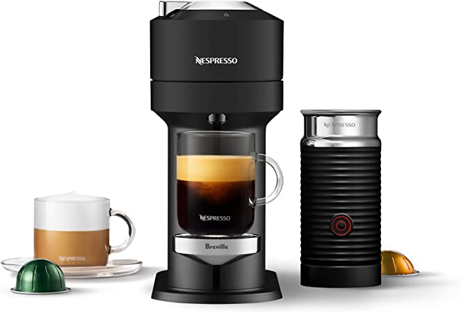 Nespresso Vertuo Next Deluxe Coffee and Espresso Machine by Breville with Milk Frother, Matte Black Chrome