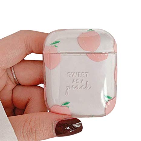 AirPods Case,Cute Clear Smooth TPU [No Dust] Shockproof Cover Case for Apple Airpods 2 &1,Kawaii Fun Cases for Girls Kids Teens Air pods (Peach)