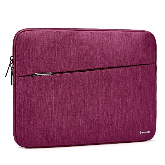 2017 Surface Pro Tablet Sleeve Evecase Water Repellent Shockproof Carrying Sleeve Protective Case Bag with Accessory Pocket for Microsoft Surface Pro Window 10 Pro 2017 Newest Version - Wine Red