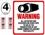 SECURITY DECAL - 4 Pack 204 Commercial Security Surveillance Video CCTV Warning Deterrence Decals - 204