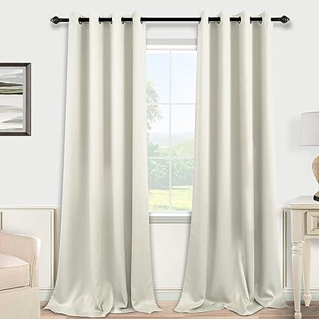 102 Inch Extra Long Curtains for Bedroom Living Room,80% Blackout Room Darkening Grommet Thermal Thick Luxury Curtain Set for Sliding Glass Patio Doors,2 Two Panels,102 In Length,Ivory/Cream Beige