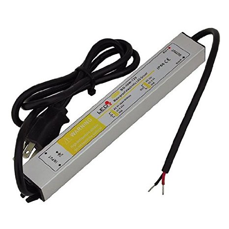 LEDwholesalers 12 Volt DC Waterpoof LED Power Suppply Driver Transformer with 3-Prong Plug 30W 3207