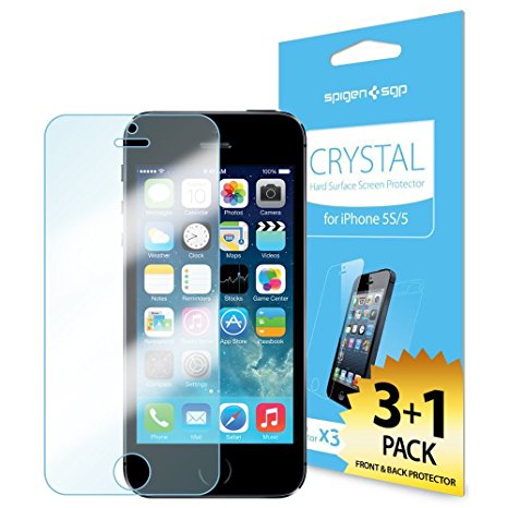 SPIGEN iPhone 5S Screen Protector [Crystal Clear][4-PACK]**JAPANESE BASE PET FILM**[LIFETIME WARRANTY] Premium Front Screen Protector   Back Protector for the NEW iPhone 5S and iPhone 5 - AT&T, Verizon, Sprint, T-Mobile, International - Crystal CR (SGP10352)