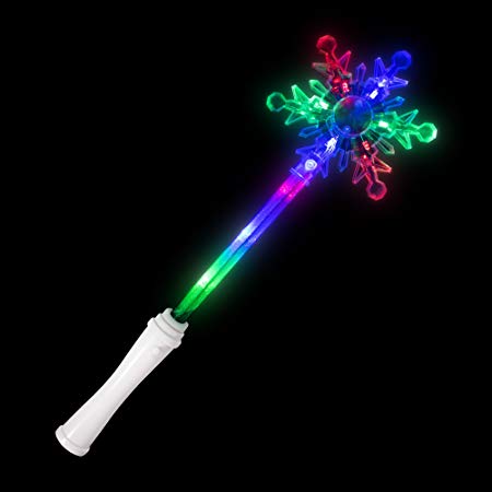 Windy City Novelties Frozen Snowflake Light-up Princess Wand - 4 Light Modes - High Powered LEDs