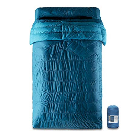 Klymit KSB 30 Degree Down Two Person Double Sleeping Bag, Blue