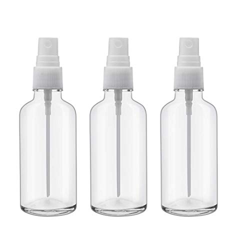 2oz Clear Glass Spray Bottles for Essential Oils, Small Spray Bottle with Plastic Sprayer - Set of 3