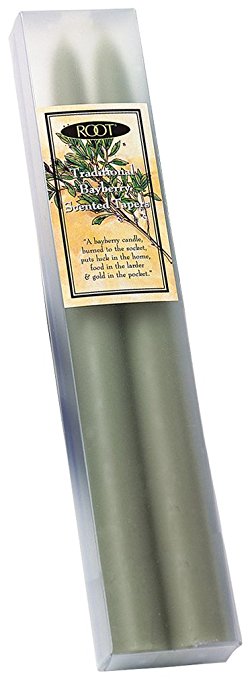 Root Traditional Bayberry Scented Taper Candle, 9-Inch, 1 Set of 2 Candles