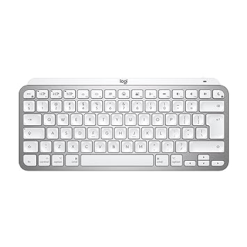 Logitech MX Keys Mini for Mac Minimalist Wireless Illuminated Keyboard, Compact, Bluetooth, Backlit Keys, USB-C, Tactile Typing, Compatible with Apple macOS, iPAd OS, Metal Build-Pale Grey