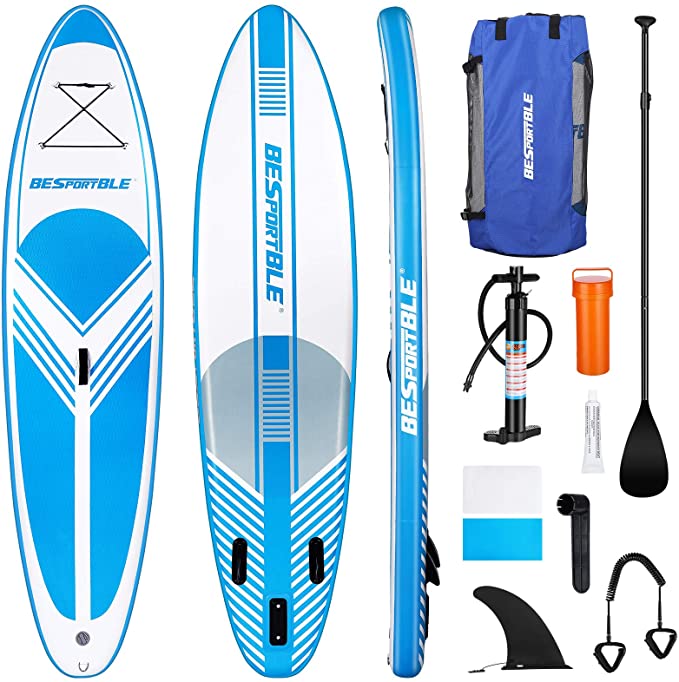 Foxnovo Stand Up Paddle Board - 3 Fins Inflatable Ultra Light Paddling Board with Durable SUP Accessories,Youth Adults Beginner ISUP Non Slip Standing Boat for Surfing|Kayaking|Water Yoga