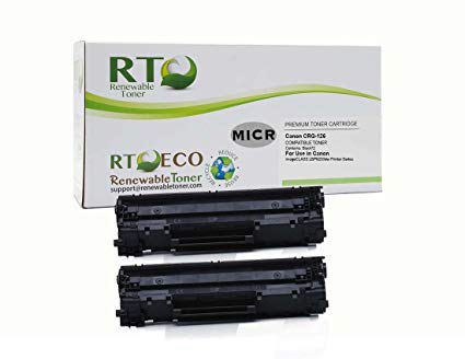 Renewable Toner Compatible MICR Toner Cartridge Replacement Canon 126 CRG-126 3483B001 for imageCLASS LBP6200 (Black, 2-Pack)
