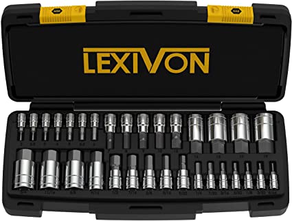 LEXIVON Master HEX Bit Socket Set, Premium S2 Alloy Steel | Complete 32-Piece, SAE and Metric Set | Enhanced Storage Case (LX-144)