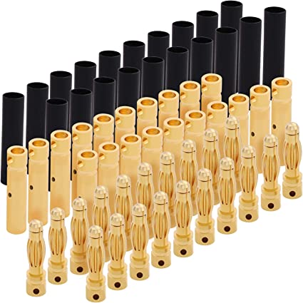 20 Pairs Female Male 4mm 4.0mm Gold Bullet Connector Plug for RC Battery ESC Motor Wire Plug with Heat Shrink Tube