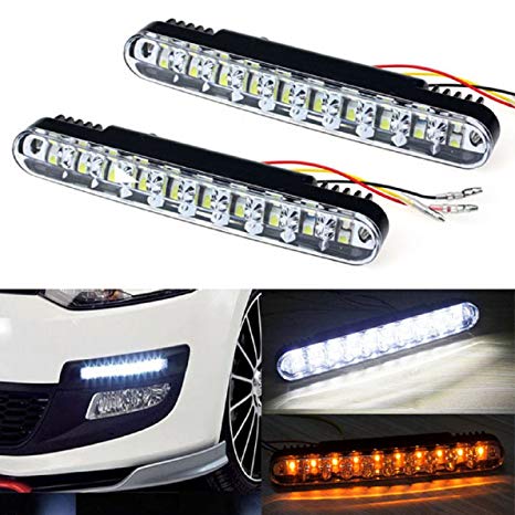 Fullkang 2x 30 LED Car Daytime Running Light DRL Daylight Lamp with Turn Lights