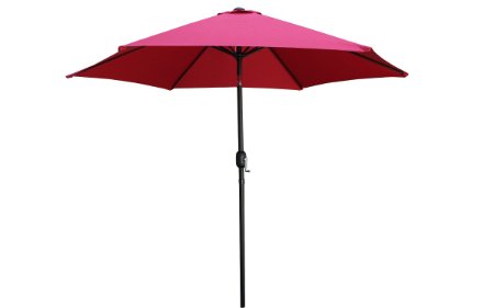 TMS® 9Ft Aluminum Outdoor Beach Patio Umbrella Crank Tilt Sunshade Cover Yard Burgundy