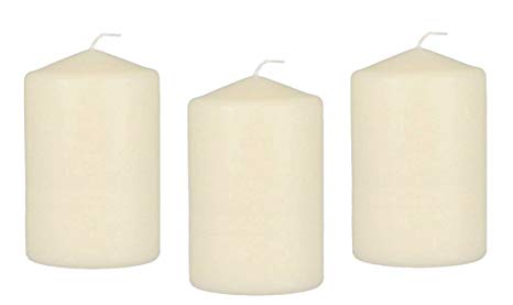 D'light Online 3 X 4 Pillar Candles Bulk Event Pack Round Unscented Ivory Pillar Candles Qty 12 - (Ivory)