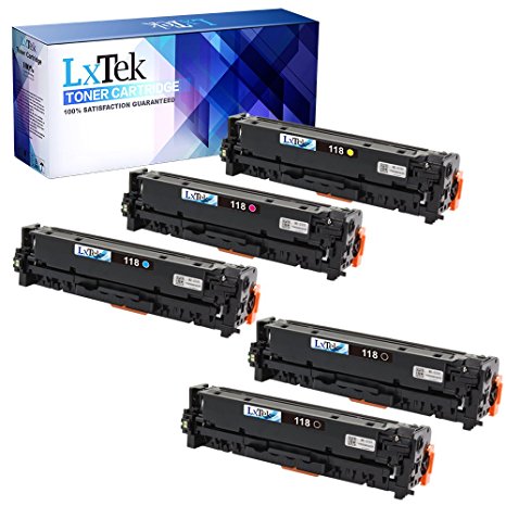 LxTeK Compatible Toner Cartridge Replacement Set For Canon 118 (2 Black|1 Cyan|1 Magenta|1 Yellow) 5 Pack 2662B004AA 2661B001AA 2660B001AA 2659B001AA For Use With Canon MF8580CDW LBP7660CDN MF8350