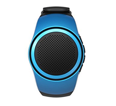 Coolplay Premuim Watch Style Bluetooth Speaker, Mini Wireless HI-FI Stereo Universal Subwoofer with Anti-lost, Self-timer, FM Radio, and TF Card Play for Any Smart Phone - Blue