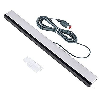 Kimilar Wired Infrared IR Ray Motion Sensor Bar for Nintendo Wii and Wii U Console (Silver/Black)