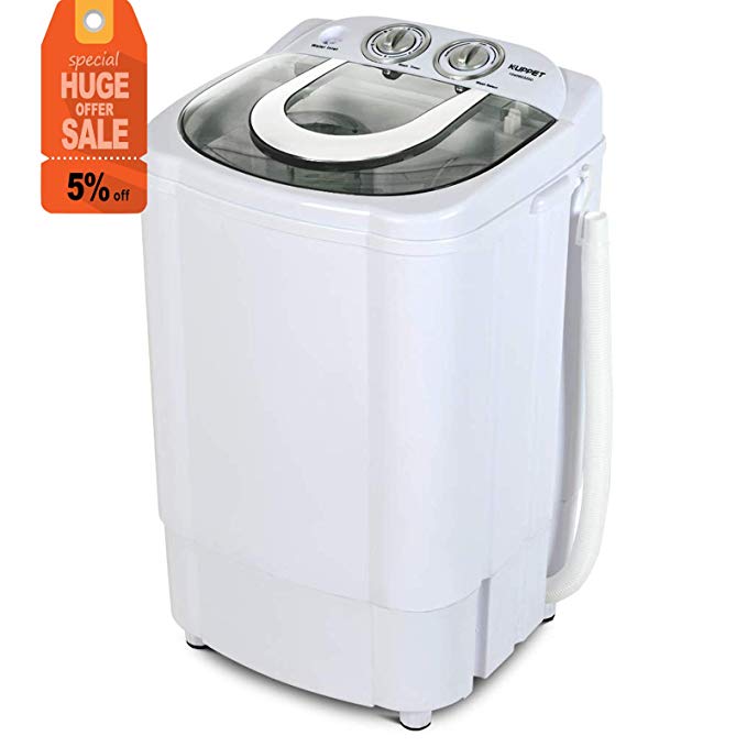 KUPPET Mini Portable Washing Machine for Compact Laundry, 11lbs Capacity, Small Compact Washer with Timer Control Single Translucent Tub