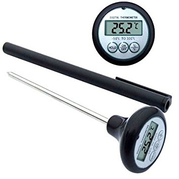 BARBECUE COOKING THERMOMETER - Best Pocket-size Digital Thermometer for Cooking/Meat/Barbecue/Food/Liquids - Accurate Quick-read Probe   Data Hold for Easy Read and Last Measure Memory; Clear LCD Display and Power Saving Auto Shut Off. Best Lifetime Guarantee