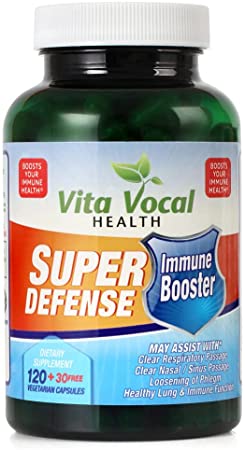 Vitavocal Immune Booster Super Defense Supplement Vitamins with Powerful Antioxidants; Echinacea, Zinc, Thyme Leaf, Ginger Root, Garlic Bulb and More – 120   30 Free Vegetarian Capsules