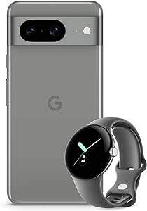 Google Pixel 8 – Unlocked Android smartphone with advanced Pixel Camera, 24-hour battery and powerful security – Hazel, 128GB Pixel Watch Charcoal Active band