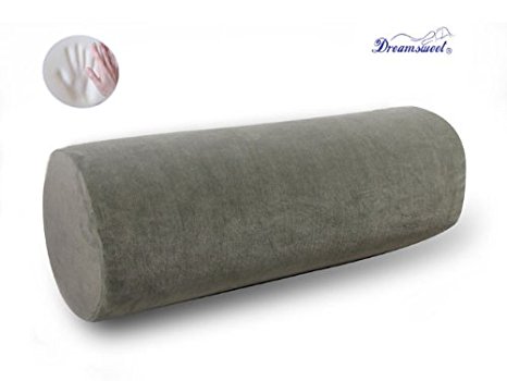 20" EXTRA FIRM Dreamsweet Memory Foam Round Roll Pillow w/ Removable Cover, Gray