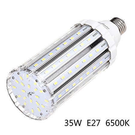 35W Daylight LED Corn Light Bulb for Indoor Outdoor Large Area - E27 3500Lm 6500K Cool White,for Street Lamp Post Lighting Garage Factory Warehouse High Bay Barn Porch Backyard Garden Super Bright