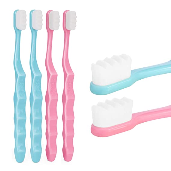 Extra Soft Toothbrush, Nano Toothbrush for Sensitive Gums Micro-Nano Soft Adult Manual Toothbrush with 20000 Soft Floss Bristle for Gum Care Good Cleaning Effect 4 Pieces