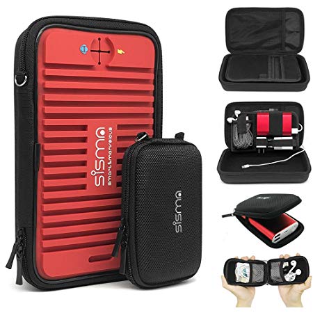 Sisma Travel Cords Organizers Small Electronics Accessories Carrying Bag for Cables Earphones USB Sticks Leads Memory Cards, Red -Bundled Small Pouch SCB16128S-R