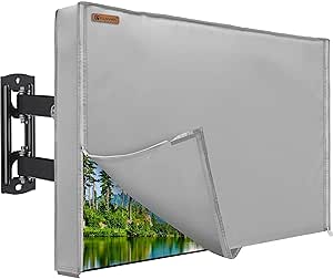 IC ICLOVER Outdoor TV Cover 32inch, 600D Heavy Duty Weatherproof TV Protector with Waterproof Zipper&Bottom Cover&Remote Control Pocket, Television Cover for Outside Flat Screen TVs, LED, LCD, OLED TV