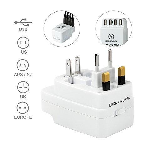 Yubi Power 4 USB Charging Port (5a) All in One Universal Worldwide Travel Wall Charger Ac Power Au Uk Us Eu Plug Adapter