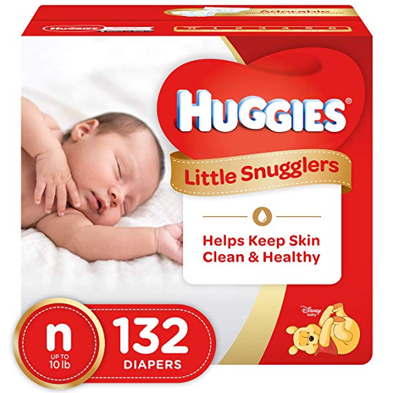 HUGGIES LITTLE SNUGGLERS New Born, Baby Diapers, 132ct (Packaging May Vary)