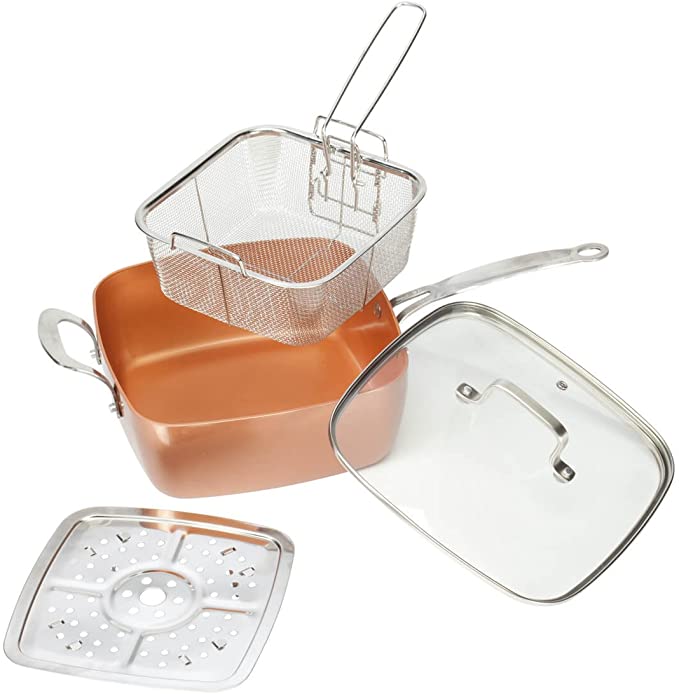 4-pc Square Copper Cookware Pan Set