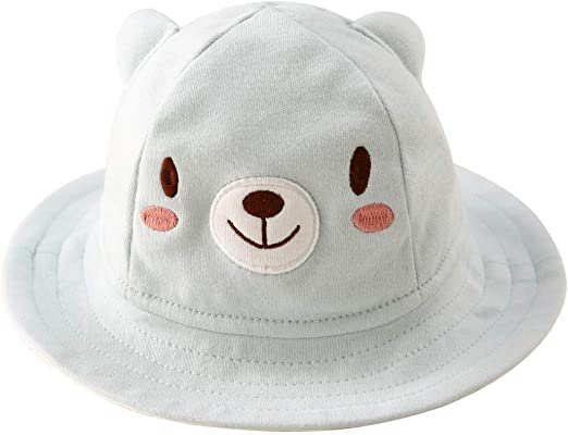 pureborn Baby Sun Hat Cute Cotton Bucket Hat with Wide Brim 0-18 Months
