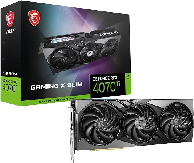 MSI Gaming GeForce RTX 4070 Ti 12GB GDRR6X 192-Bit HDMI/DP Nvlink Tri-Frozr 3 Ada Lovelace Architecture Graphics Card (RTX 4070 Ti Gaming X Slim 12G)