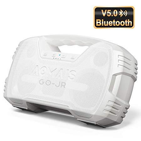 Portable Bluetooth Speakers V5.0, Waterproof Wireless Home Party Speaker, 25W Rich Bass Impressive Sound, 15 Hrs Playtime & Wireless Stereo Pairing, Built-in Mic, Durable for Indoor, Outdoor - White
