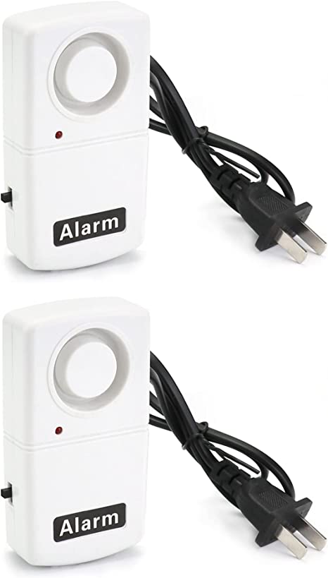 QWORK Power Failure Alarm, 2 Pack Automatic Power Cut Failure Outage Alarm 120db LED Indicator Smart Warning Siren Power by 9V Battery (NOT Included), Plug 220V