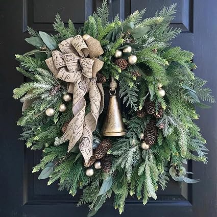 GBSELL Christmas Door Wreath Bell Decoration, Christmas Artificial Wall Garland, Winter Bell Wreath for Outdoor Indoor Office