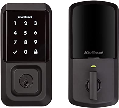 Kwikset 99390-004 Halo Wi-Fi Smart, Keyless Entry Door Lock with Square Modern Touchscreen Electronic Deadbolt Featuring SmartKey Security, Iron Black