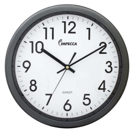 IMPECCA Non Ticking 12" Wall Clock (Metallic Grey)