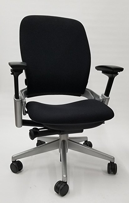 Steelcase Leap Chair V2 In Black Fabric Titanium Base