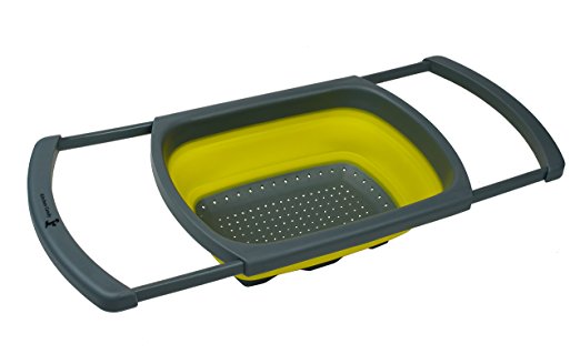 Kitchen Candy Collapsible Over the Sink Colander / Strainer, Yellow