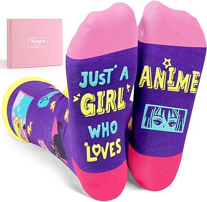 HAPPYPOP Acting Gifts Theater Gifts for Women Girls, Anime Gifts for Anime Lovers, Funny Acting Anime Socks