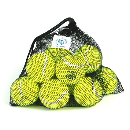 Pressureless Tennis Balls with Mesh Carrying Bag, Sturdy & Durable, Long Lasting - Great For Lessons, Practice, Throwing Machines & Playing With Pets -12 Pack- By Briton